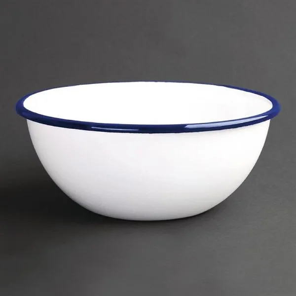 OLYMPIA coppette smaltate bianco-blu 6cm PU: 6 pezzi GM514