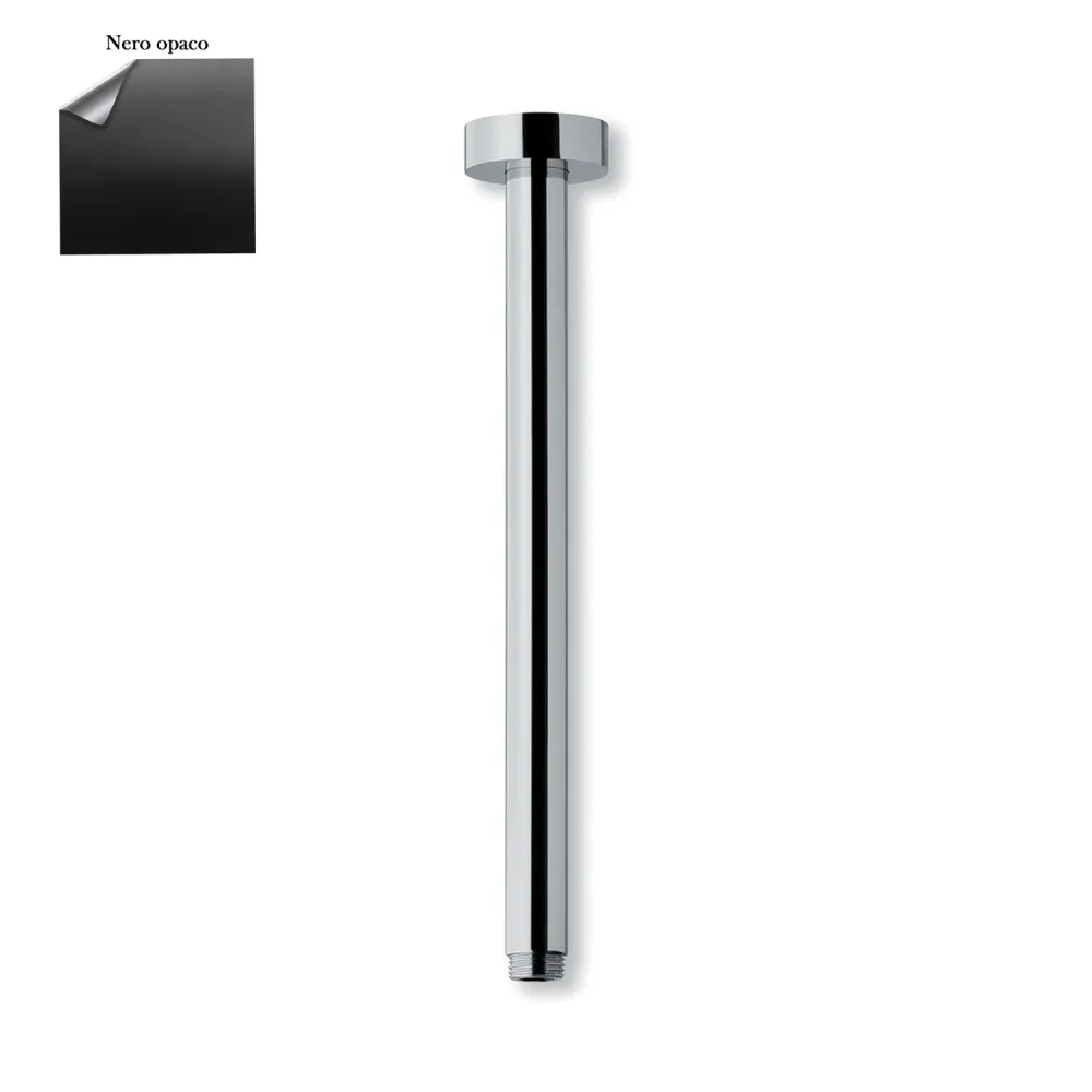 Braccio doccia soffitto tondo 23mm x 200mm nero Polipropilene