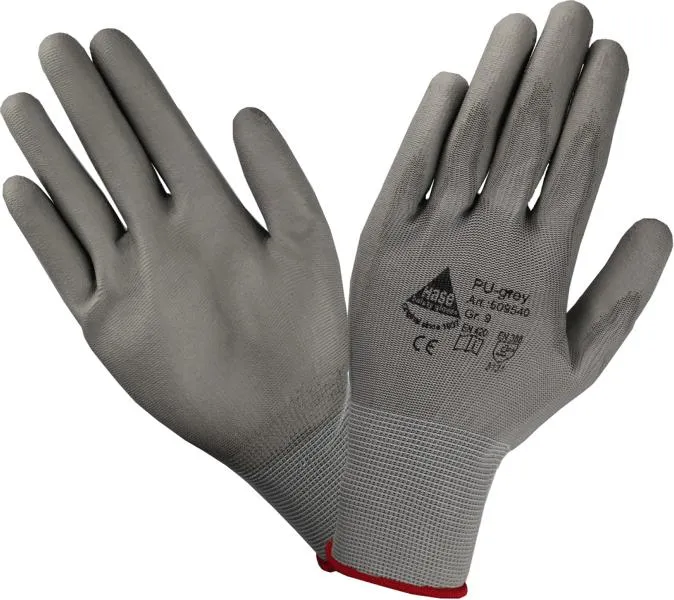 Guanti Hase Safety maglia fine con tenero rivestimento PU grigio taglia: 6 PU: 10 paia 509540-6