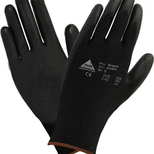 Guanti Hase Safety maglia fine con rivestimento PU flessibile nero taglia: 6 PU: 10 paia 509560-6