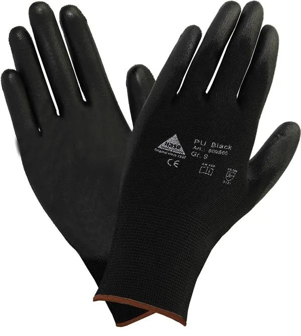 Guanti Hase Safety maglia fine con rivestimento PU flessibile nero taglia: 6 PU: 10 paia 509560-6
