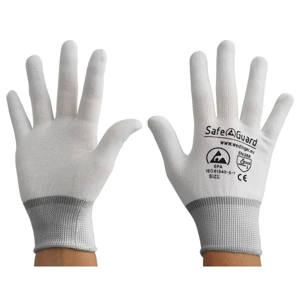 Guanti SafeGuard ESD bianco/grigio senza rivestimento taglia 2XL PU: 12 paia DSWL36571