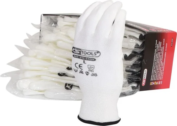 Guanti KS Tools micro maglia ottimo bianchi 9 confezione da 12 310.0450
