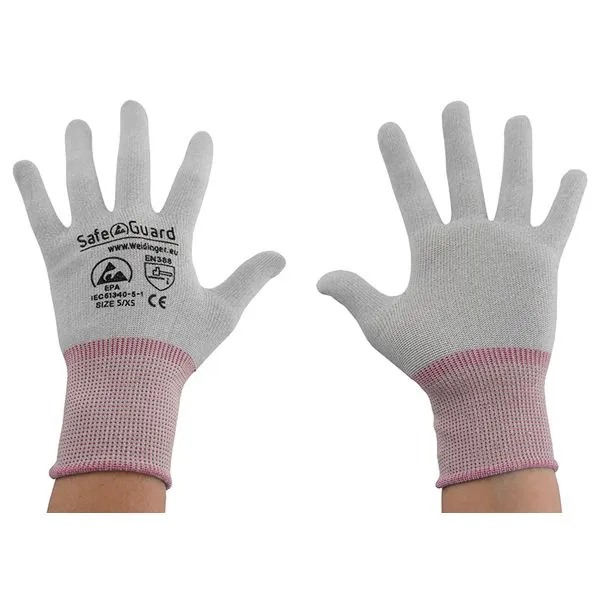 Guanto SafeGuard ESD grigio/berry senza rivestimento nylon/carbonio taglia XS PU: 12 paia DSWL37433