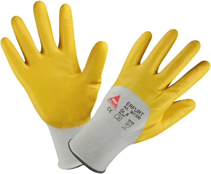 Hase Safety ERFURT guanti di sicurezza 5 impugnature nitrile giallo parzialmente rivestiti taglia: 7 UI: 12 paia 901300-7