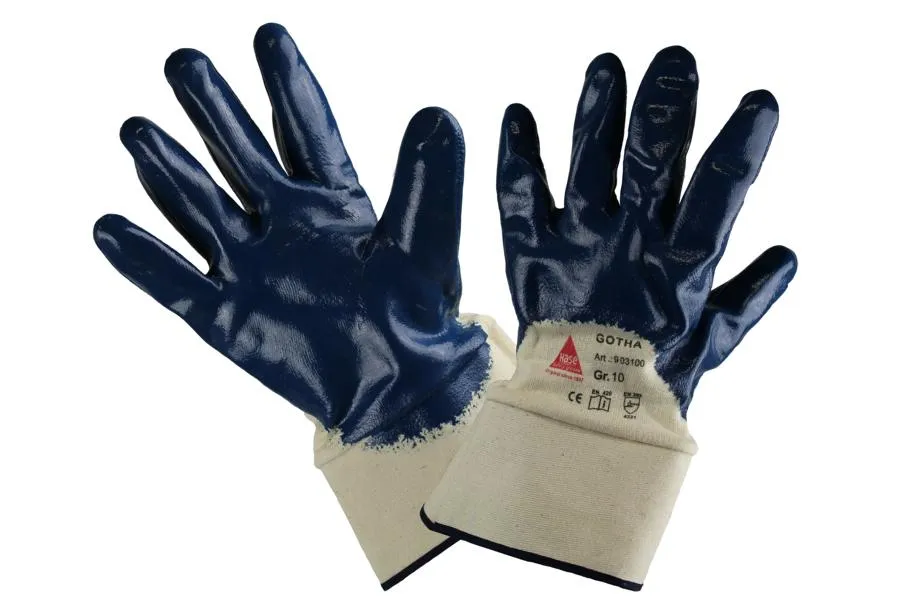Hase Safety GOTHA guanti di sicurezza 5 impugnature nitrile blu parzialmente rivestiti taglia: 8 UI: 12 paia 903100-8
