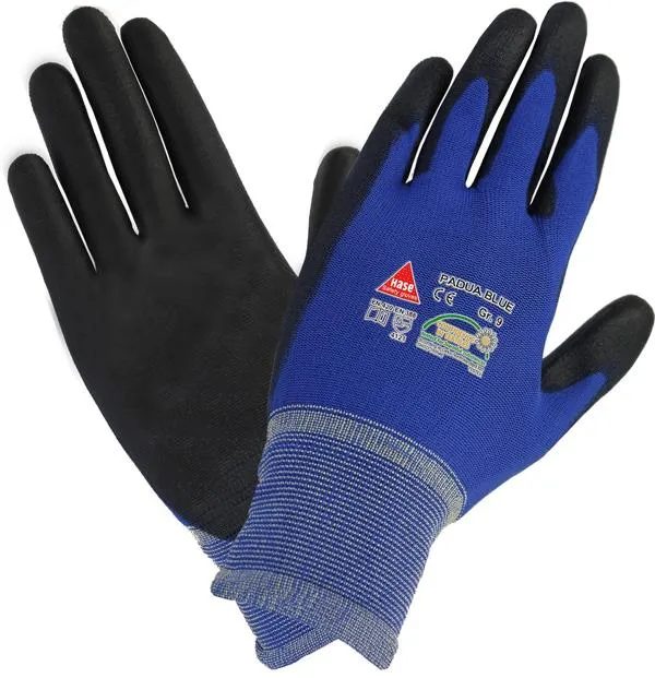 Hase Safety PADUA blu guanti di sicurezza 5 impugnature nylon/PU lavabili taglia: 6 UI: 12 paia 508250-6