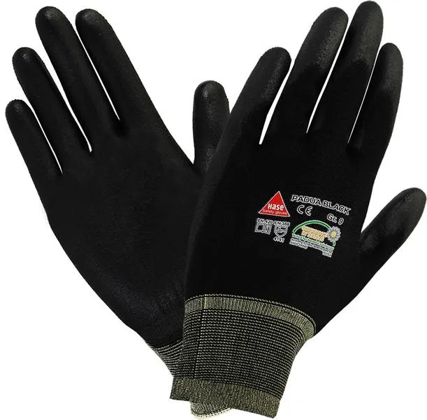 Hase Safety PADUA nero guanti di sicurezza 5 impugnature nylon/PU lavabile taglia: 6 UI: 10 paia 508600-6