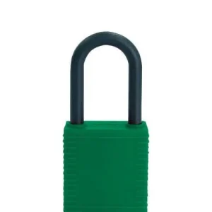 Lucchetto di sicurezza DENIOS con grillo plastica verde non conduttivo 209-696