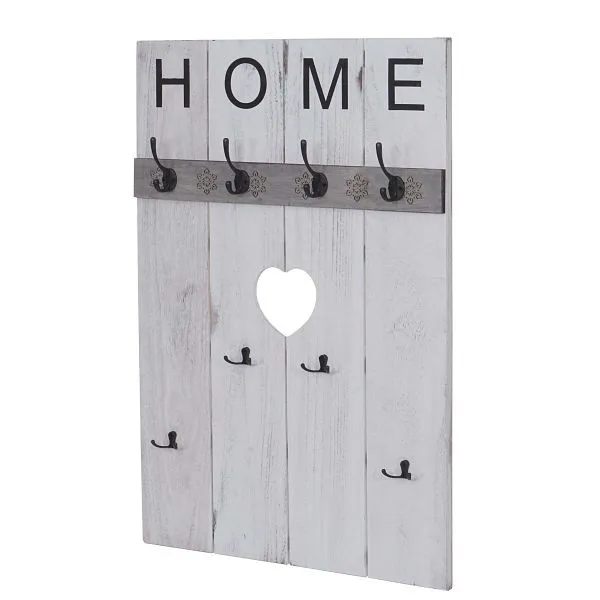 Mendler armadio muro HWC-C89 Home pannello guardaroba look antico shabby 8 ganci 91x60cm bianco shabby 61913