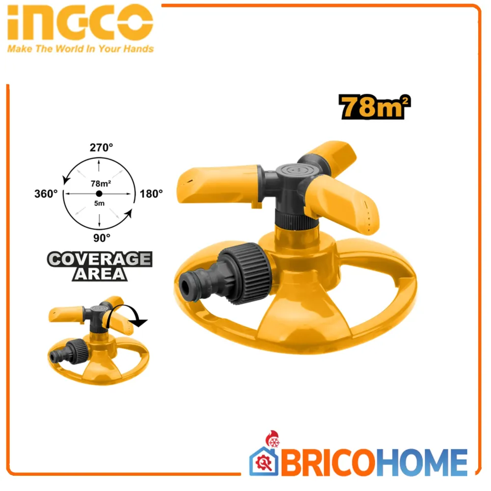 Professionale Antinfortunistica Irrigatore per giardino con tre bracci 360° - INGCO Online now