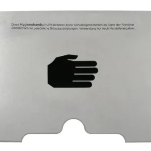 Rimozione del distributore di guanti Busching nell'apertura inferiore centrale ALU RAL9006 con pittogramma/avviso...