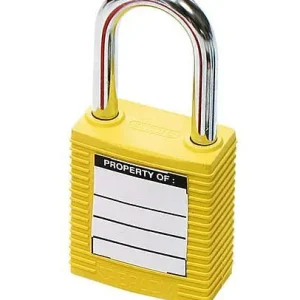 Serratura di sicurezza DENIOS con staffa acciaio gialla 209-689