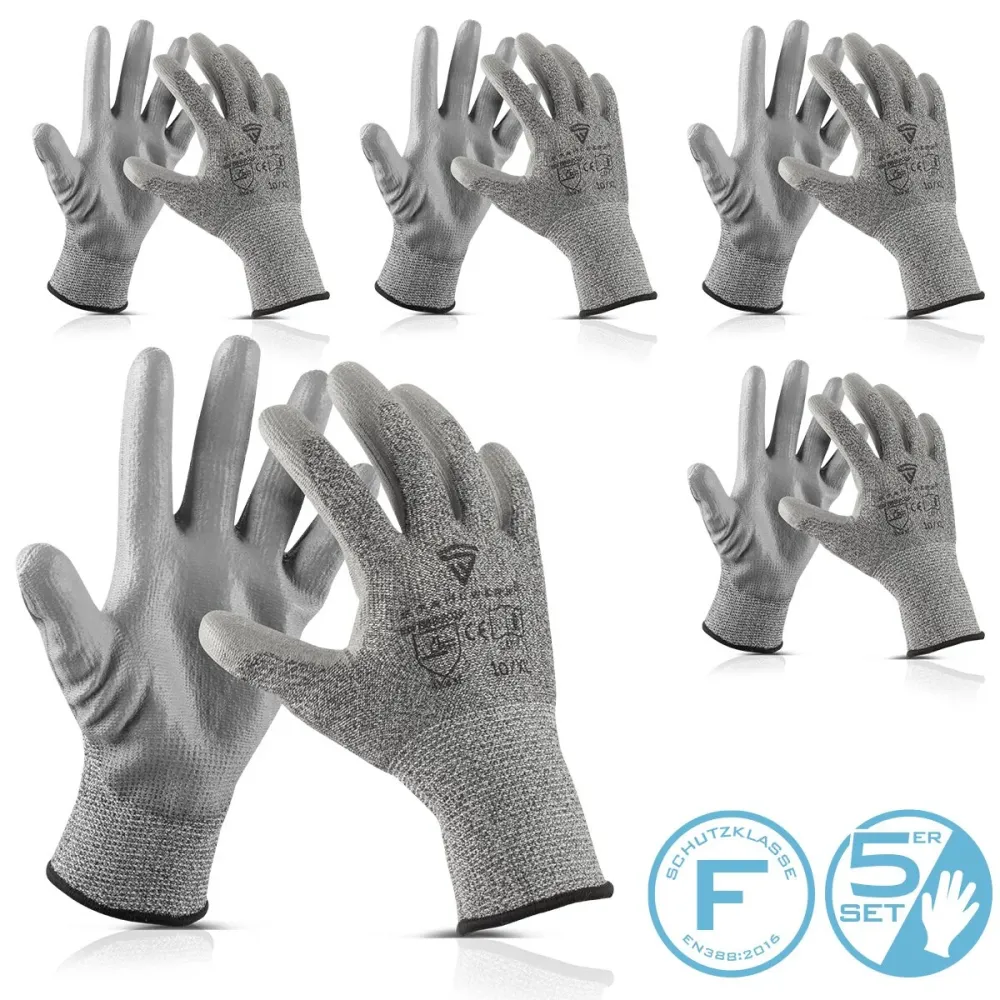 Steelworks Schnittschutz guanti 5 set XL Protection Classe F en388: 2016 guanti da lavoro | Scarpe mano di montaggio | Gua...