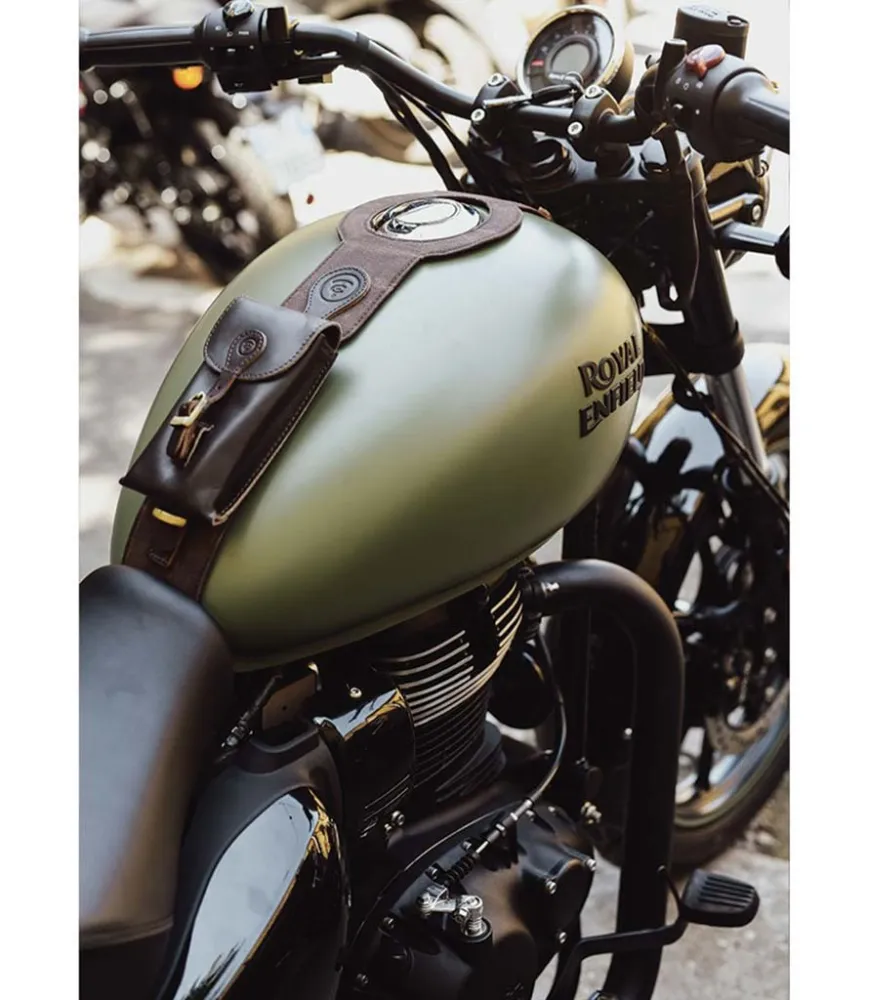 Paraserbatoio con Borsa per Meteor 350 - Cafe Twin x Trip Machine Marrone