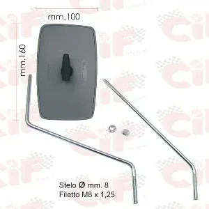 Specchio retrovisore destro/sinistro con 2 aste Piaggio Ape P 50 MPV 500 501 601 CAR P2