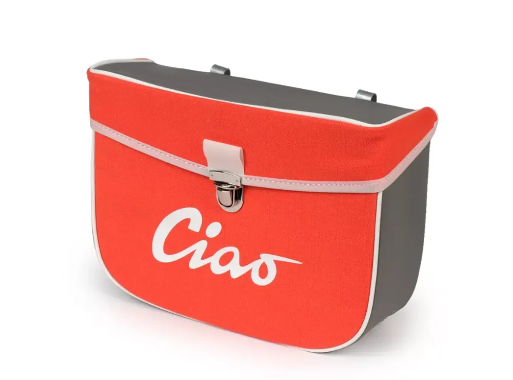 Borsa laterale arancione e grigia per Ciclomotori Piaggio Ciao 50 tutti i modelli fino al 1995
