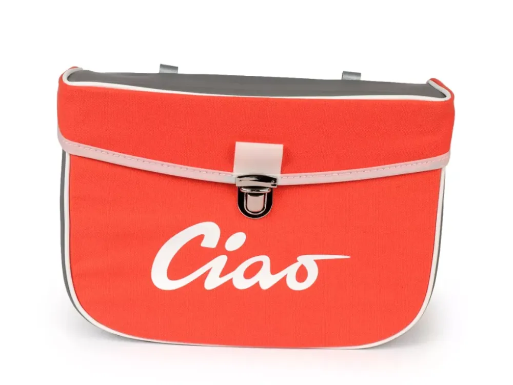 Borsa laterale arancione e grigia per Ciclomotori Piaggio Ciao 50 tutti i modelli fino al 1995