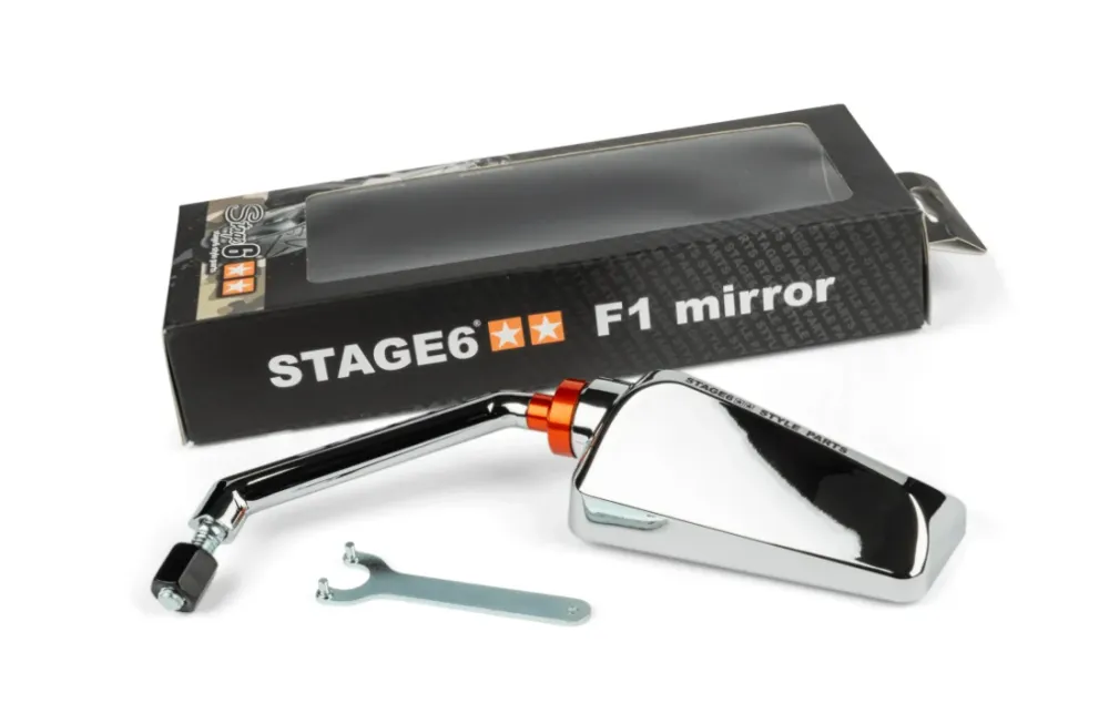 Specchio retrovisore sinistro Stage 6 cromato attacco M8 Scooter Moto Ciclomotori