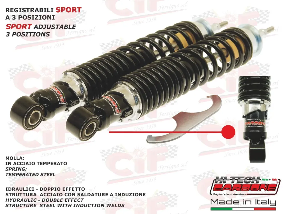 Coppia ammortizzatori posteriori neri Carbone Vespa GTS 125 200 250 300 tutti i modelli
