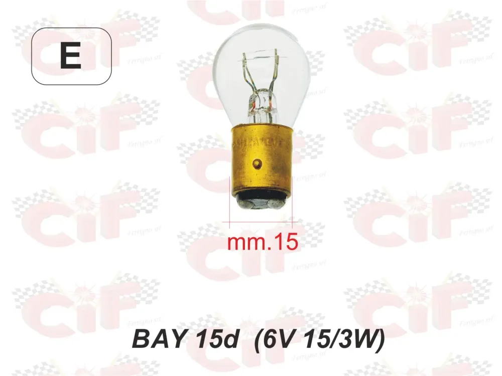 Lampada biluce 6 Volt 15/3Watt