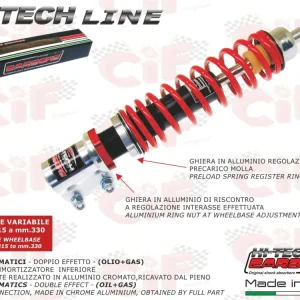 Ammortizzatore anteriore Carbone Hi Tech regolabile rosso Vespa PE PX ARCOBALENO 125 150 200