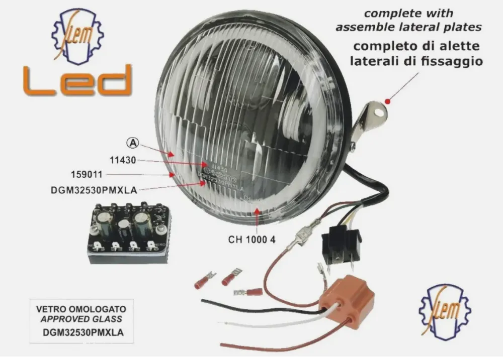 Faro fanale anteriore Siem Led Vespa PE PX 125 150 200 1977-1983