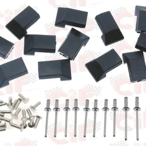 Kit puntali neri + ribattini per strisce pedana Vespa PE PX 125 150 200 1983-