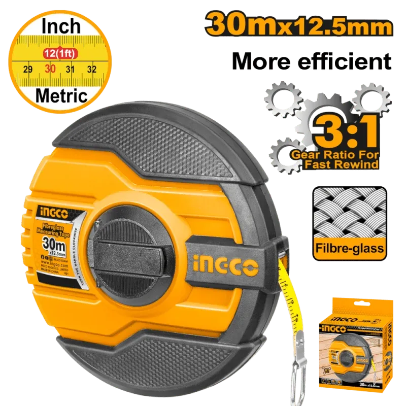 Rotella Metrica 30mtx12,5mm | INGCO | Impermeabile | Galleggiante