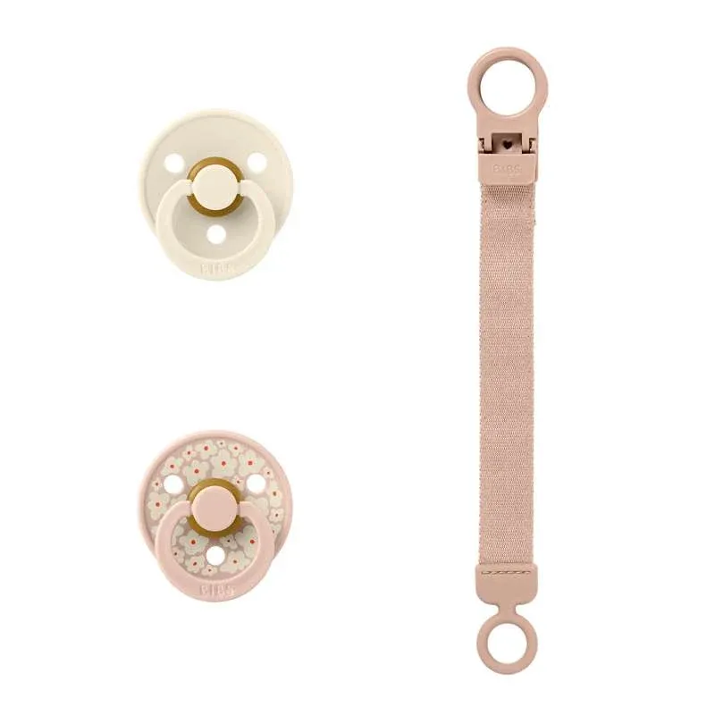 BIBS Rund Colour Sut - 2-Pak - Str. 1 - Naturgummi - m. Suttesnor - Blush