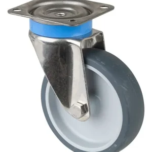 Rulli BS Rullo per apparecchi acciaio inossidabile larghezza 28 mm Ø100 mm fino 60 kg rivestimento gomma grigia piastra cu...