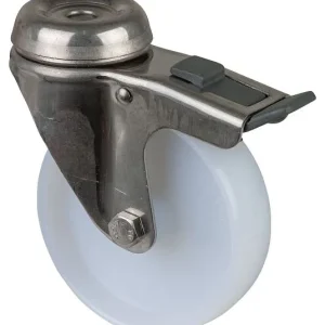 Rulli BS Rullo per apparecchi acciaio inox con freno larghezza 27 mm Ø100 mm fino 90 kg pedana/corpo ruota plastica cuscin...