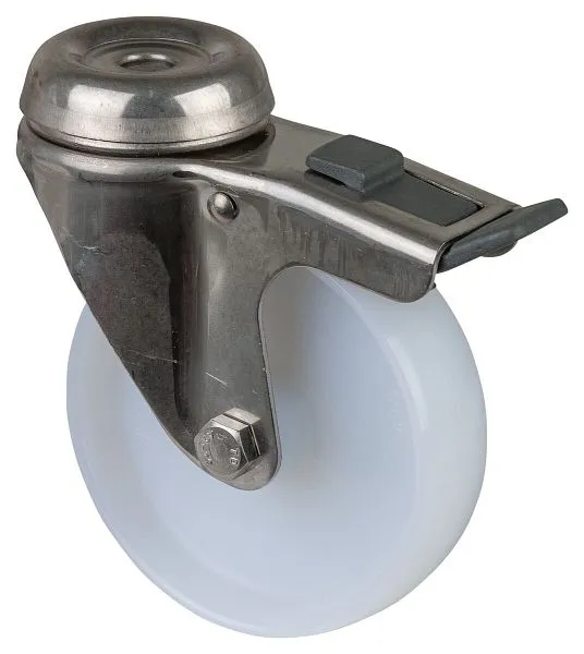 Rulli BS Rullo per apparecchi acciaio inox con freno larghezza 27 mm Ø100 mm fino 90 kg pedana/corpo ruota plastica cuscin...