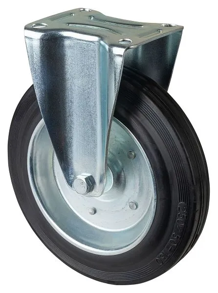 Rullo di trasporto con rulli BS rullo fisso larghezza ruota 50 mm Ø ruota 250 mm portata 250 kg gomma nera cerchio acciaio...