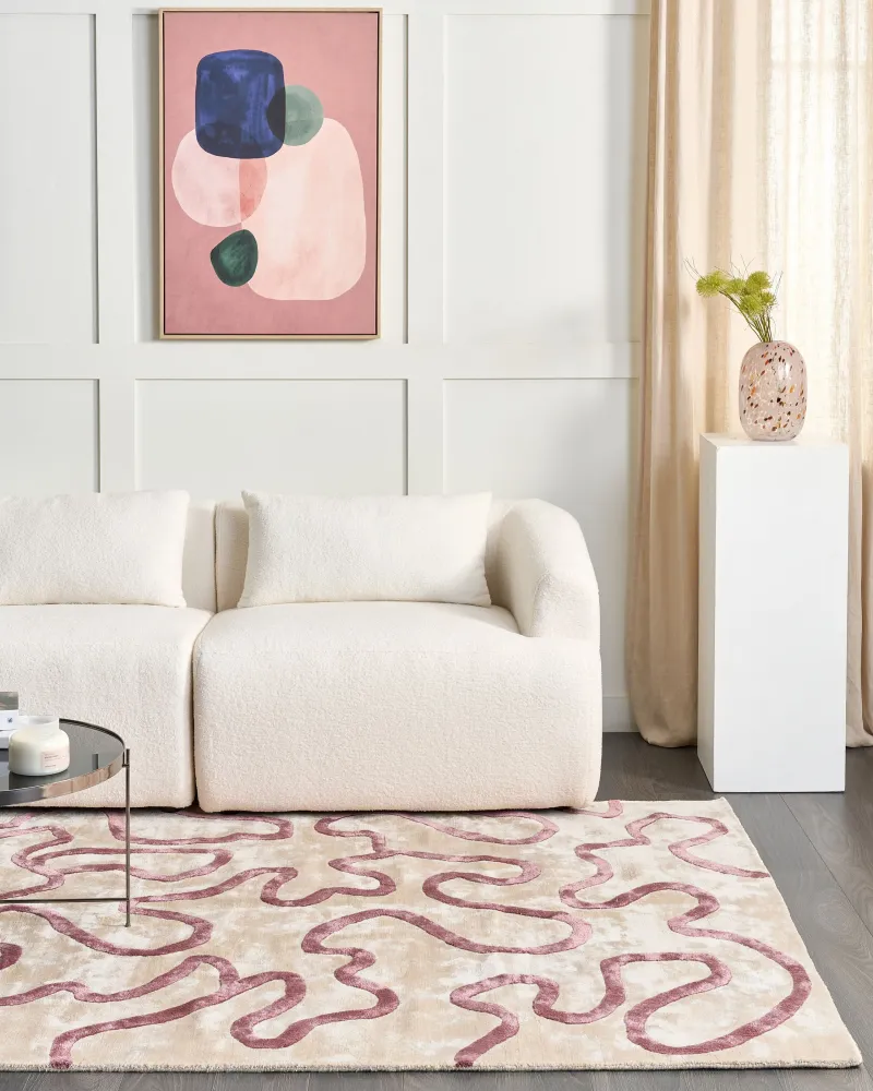 Viscose Area Rug Abstract Pattern 160 x 230 cm Nocciola and Pink KAPPAR