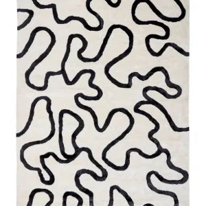 Viscose Area Rug Abstract Pattern 160 x 230 cm White and Nero notte KAPPAR