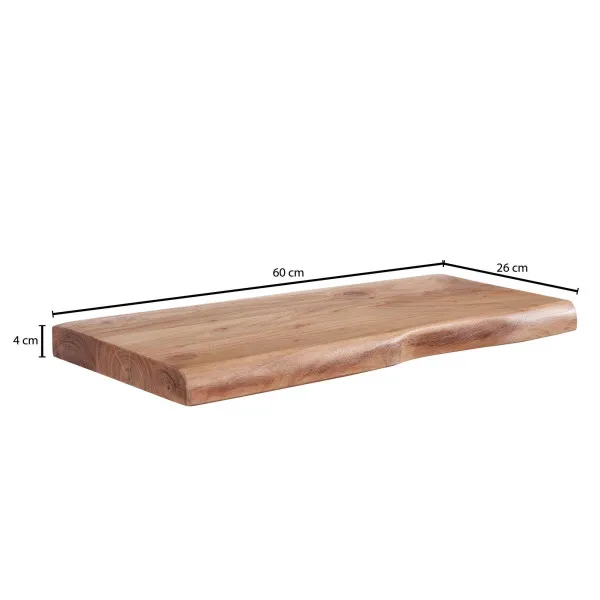 Pannello Portaoggetti Mensola da parete Wohnling con bordo albero legno massello di acacia 60 cm mensola sospesa di design...