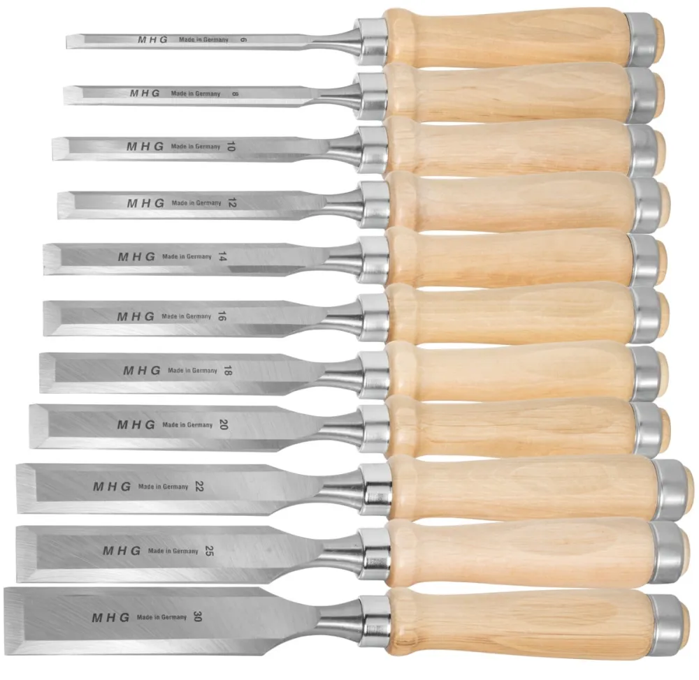 MHG Set di scalpelli per legno con manico legno