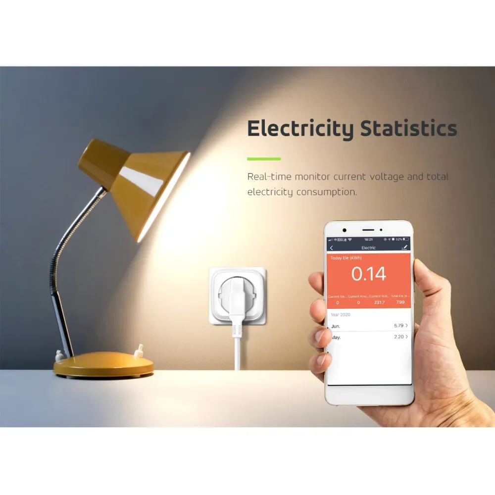 Sensore di Rottura Vetro Remote controlled WiFi socket Android iOS Alexa Google Home timer GreenBlue GB705 max 3840W