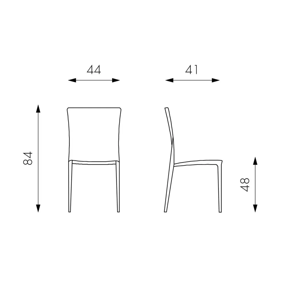 Set di sedie moderne polipropilene da pranzo "Rubinia" impilabili cm 44x41 84h Anticalcare