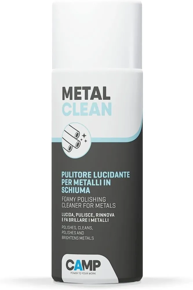 Camp -METAL CLEAN-Schiuma, Polish Metalli, Pulitore, Abrasivo, Protettivo, 400ml UNI EN 1276