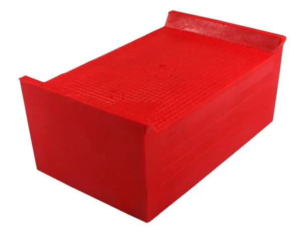 Blocco gomma Busching Redline per piattaforme elevatrici 87/100mm con anima legno H87/100xL140xL230mm 100875