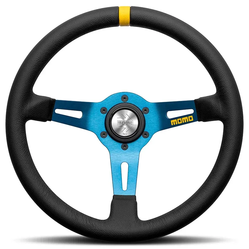 MOMO - MOD.08 smooth leather (blue spokes - Ø330 mm)