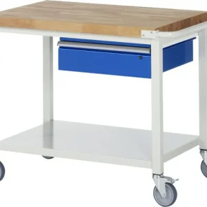 Banco da lavoro mobile RAU collezione 8000 1 cassetto ripiano lamiera d'acciaio 1000x880x700 mm 05-8001A6-107B4S....