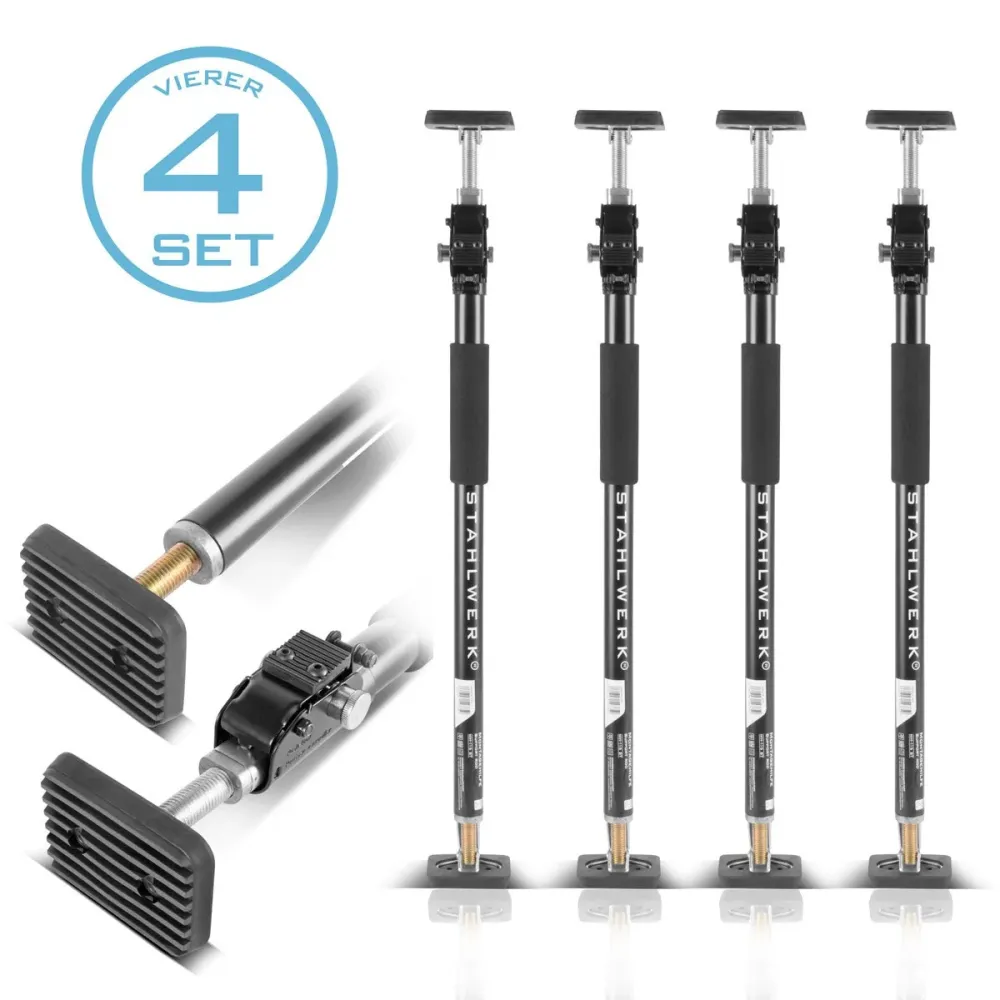 Supporto per assemblaggio Steelworks | BAUSTützen MH-115 ST 4 SET 66-115 cm, capacità di carico 40 kg, tenditore di porta...