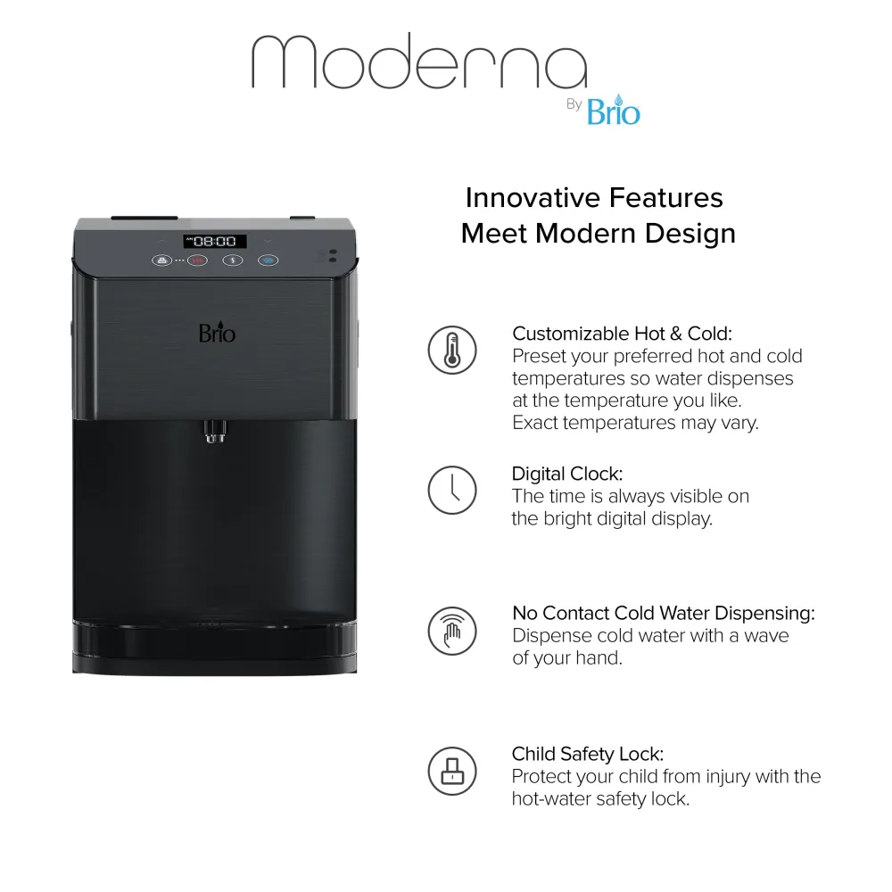 Brio Moderna Touchless 3-Stage Nero notte Stainless Countertop Water Cooler