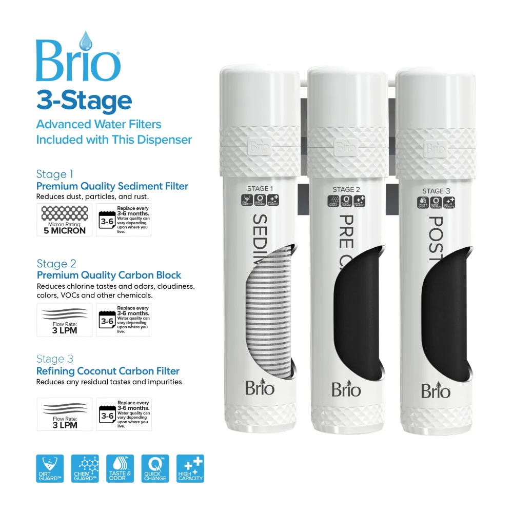 Brio Moderna Touchless 3-Stage Nero notte Stainless Countertop Water Cooler