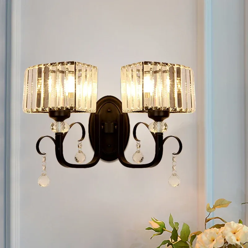 Lampada da parete metallo 1/2 lampadine Lampada da parete contemporanea per corridoio con braccio scorrevole nero | Imperm...