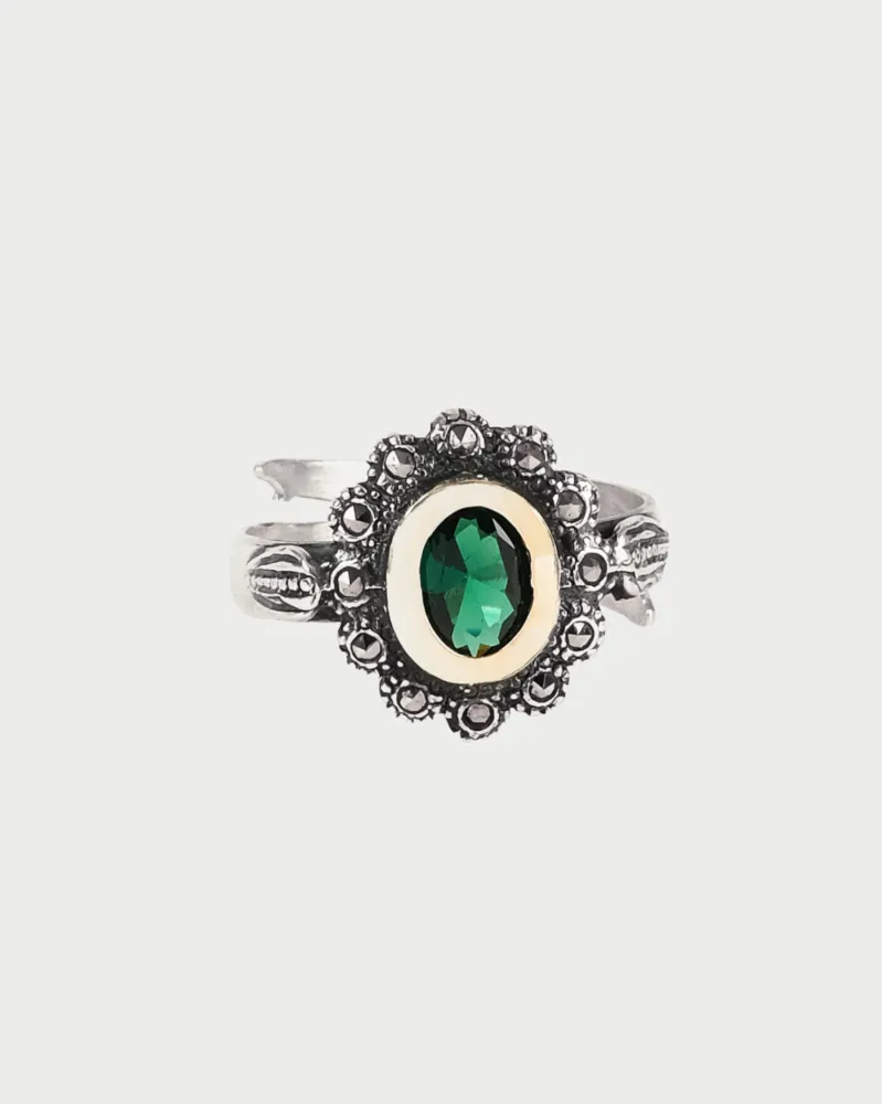 Lanterna da Campo Ring green Marcasites