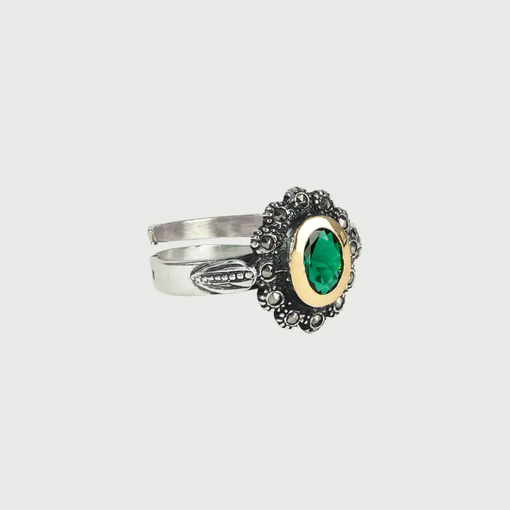 Lanterna da Campo Ring green Marcasites